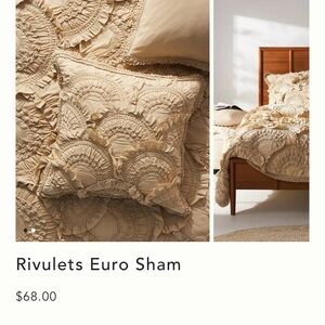 Anthropologie Rivulets Euro Sham Covers (2) in Oatmeal